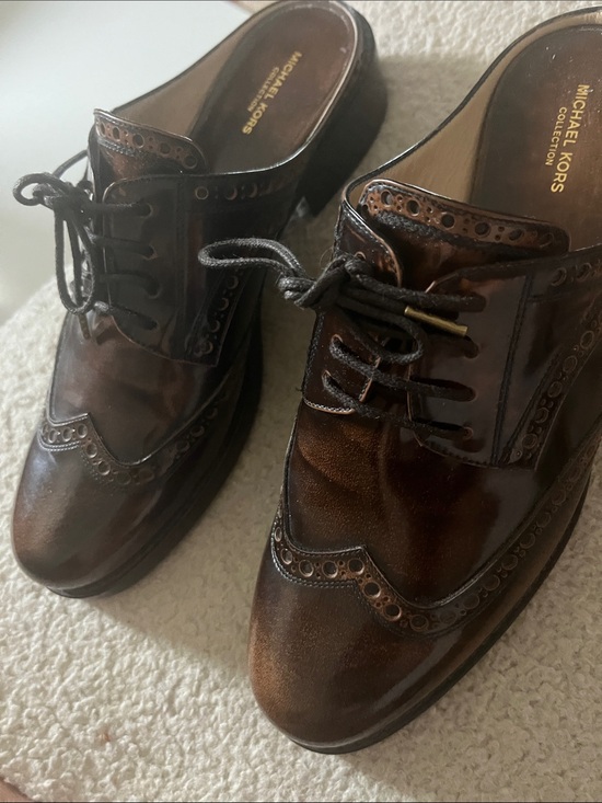 Michael Kors Shoes - Michael Kors Women’s size 39 Dark Brown Leather Wingtip open back slip-on